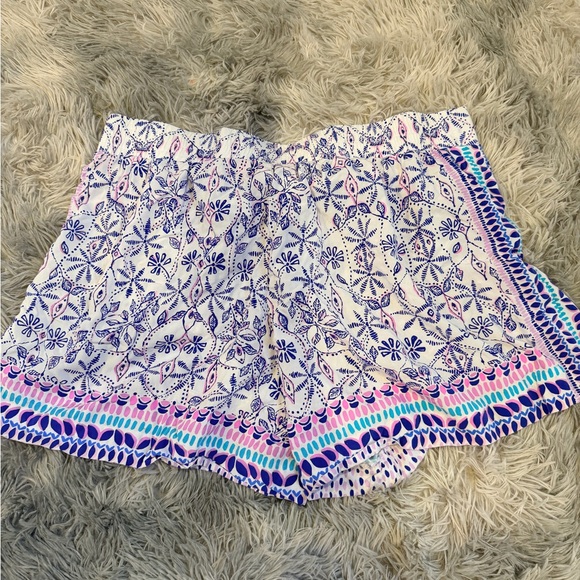 Lilly Pulitzer White Shorts with Blue, Pink & Aqua Print - Picture 3 of 4